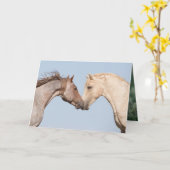 Twee broers ontmoeten elkaar - Wild Horse Wenskaar Kaart (Gele Bloem)