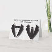 Twee bruidegoms abstracte trouwdag felicitaties kaart (Voorkant)