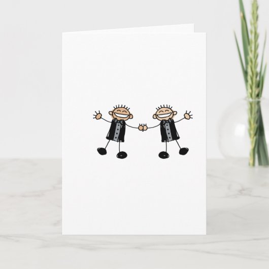 Twee bruidegoms dansen vrolijk kaart (Voorkant)