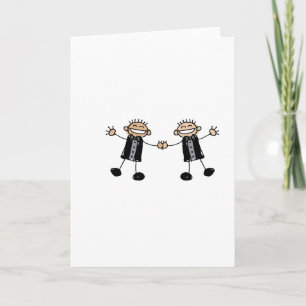 Twee bruidegoms dansen vrolijk kaart
