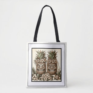 Twee bruidegoms Gay Ananas Tiki hoofd Retro Trouwe Tote Bag
