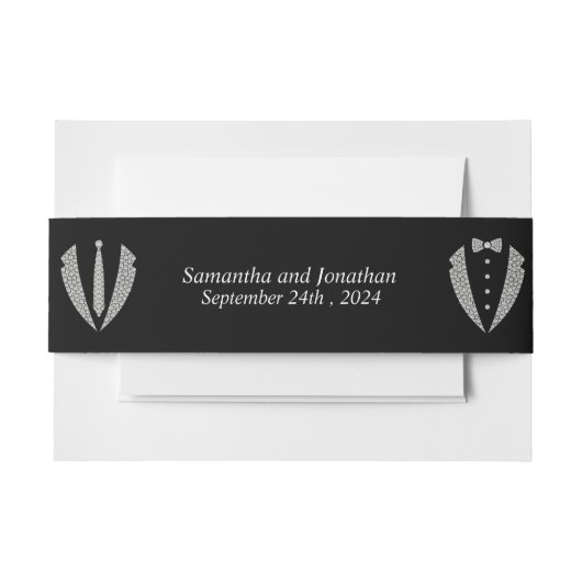 Twee bruidegoms gay smoking trouwfeest uitnodigingen wikkel (Voorkant Voorbeeld)