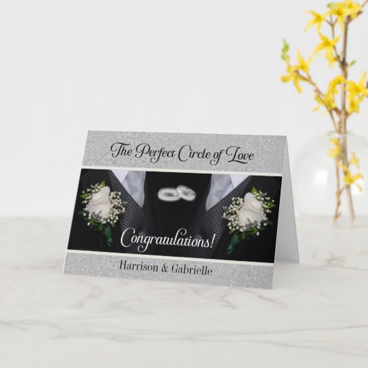 Twee bruidegoms in smoking: gefeliciteerd met jull kaart (Gele Bloem)