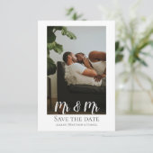 Twee bruidegoms meneer en meneer gay trouwfoto aankondiging (Staand voorkant)