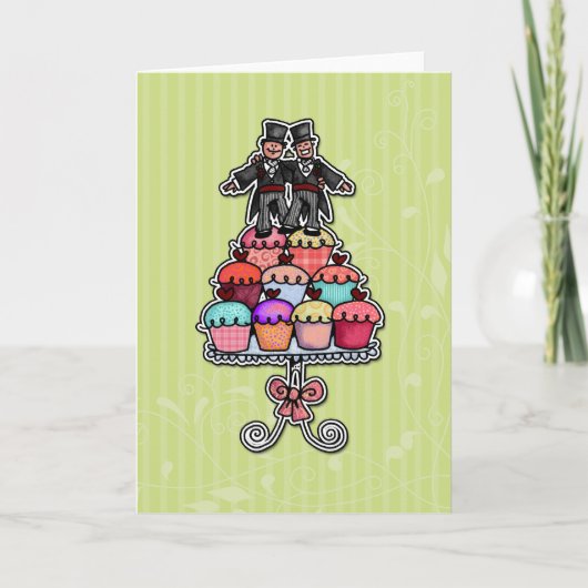 Twee Bruidegoms op Cupcakes Kaart (Voorkant)