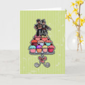 Twee bruidegoms op cupcakes (Leather Daddy) Kaart (Gele Bloem)