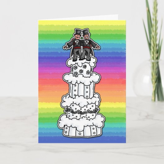 Twee bruidegoms op Rainbow Wedding Cake Kaart (Voorkant)