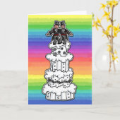 Twee bruidegoms op Rainbow Wedding Cake Kaart (Gele Bloem)