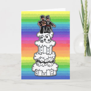 Twee bruidegoms op Rainbow Wedding Cake (Leather D Kaart