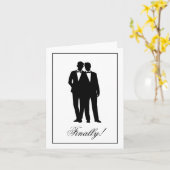 Twee bruidegoms silhouet felicitaties kaart (Gele Bloem)