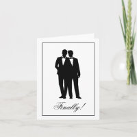 Twee bruidegoms silhouet felicitaties kaart