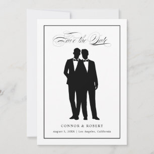 Twee bruidegoms silhouetten Save the Date