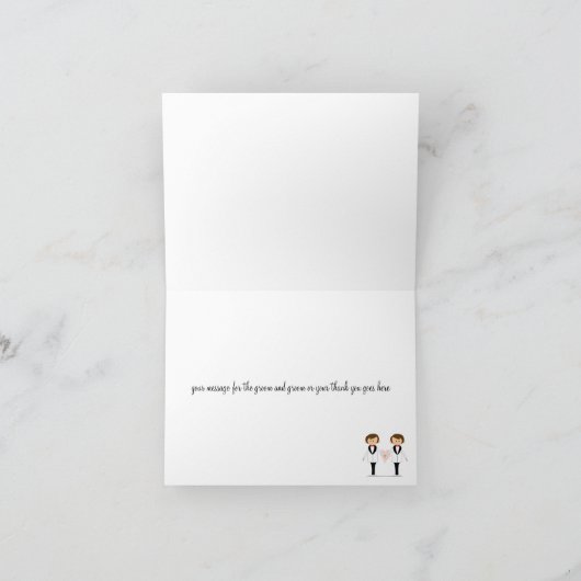 Twee bruidegoms trouwkaarten bedankkaart (Binnen)