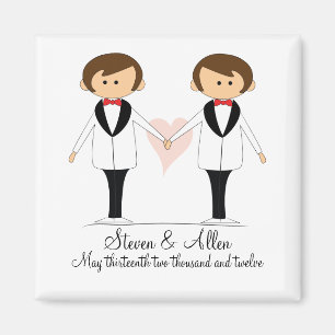 Twee Bruidegoms Trouwmagneetjes Favor Magneet