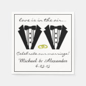 Twee Bruidegoms-Tuxedo bruiloft Servetten (Voorkant)