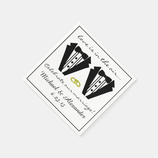 Twee Bruidegoms-Tuxedo bruiloft Servetten (Hoek)