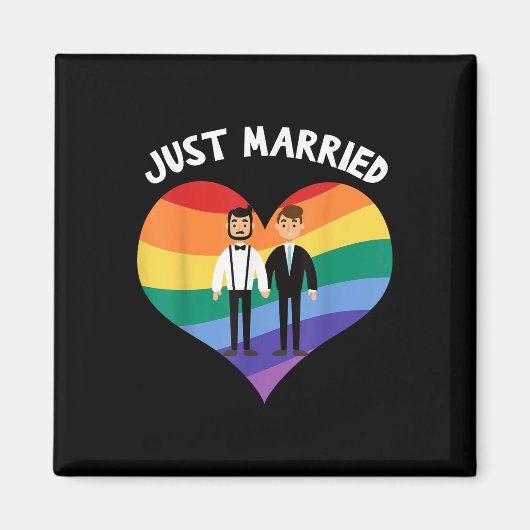 Twee bruidegoms zijn net getrouwd met een homo-huw magneet (Voorkant)