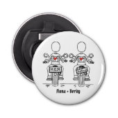 Twee Bruiden Biker Motorfiets Bruiloft Favor Button Flesopener (Voorkant)