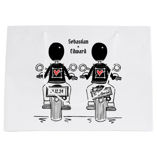 Twee Bruiden Biker Motorfiets Bruiloft Groot Cadeauzakje (Voorkant)