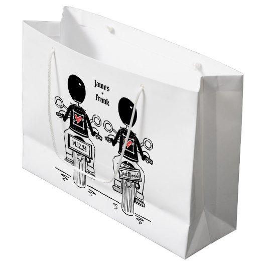 Twee Bruiden Biker Motorfiets Bruiloft Groot Cadeauzakje (Voorkant Gekanteld)