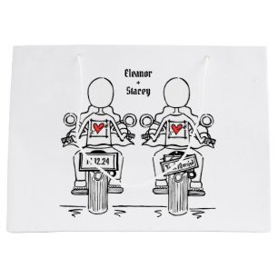 Twee Bruiden Biker Motorfiets Bruiloft Groot Cadeauzakje