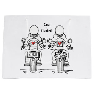 Twee Bruiden Biker Motorfiets Bruiloft Groot Cadeauzakje