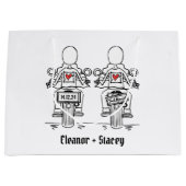 Twee Bruiden Biker Motorfiets Bruiloft Groot Cadeauzakje (Voorkant)