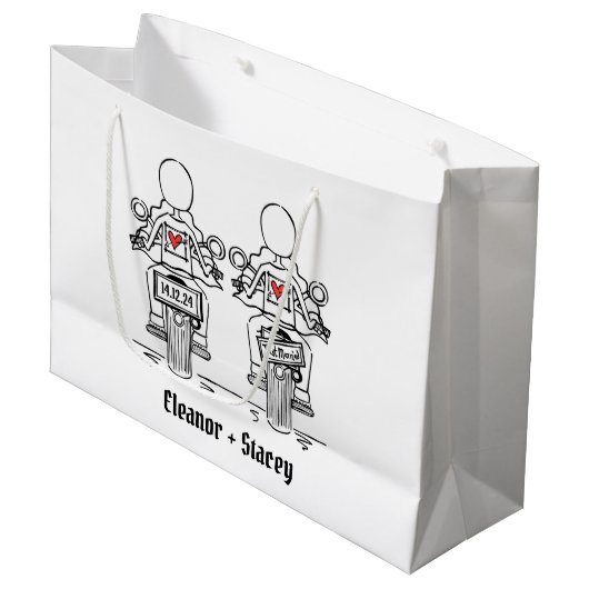 Twee Bruiden Biker Motorfiets Bruiloft Groot Cadeauzakje (Voorkant Gekanteld)