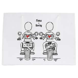 Twee Bruiden Biker Motorfiets Bruiloft Groot Cadeauzakje