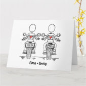 Twee Bruiden Biker Motorfiets Bruiloft Kaart (Gele Bloem)