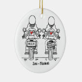 Twee Bruiden Biker Motorfiets Bruiloft Keramisch Ornament (Rechts)