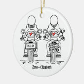 Twee Bruiden Biker Motorfiets Bruiloft Keramisch Ornament (Links)