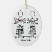 Twee Bruiden Biker Motorfiets Bruiloft Keramisch Ornament (Rechts)