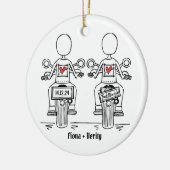 Twee Bruiden Biker Motorfiets Bruiloft Keramisch Ornament (Links)
