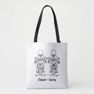 Twee Bruiden Biker Motorfiets Bruiloft Tote Bag