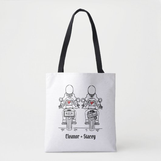 Twee Bruiden Biker Motorfiets Bruiloft Tote Bag (Voorkant)