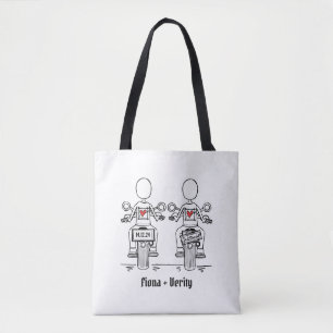 Twee Bruiden Biker Motorfiets Bruiloft Tote Bag
