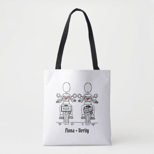 Twee Bruiden Biker Motorfiets Bruiloft Tote Bag (Voorkant)