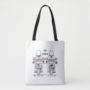 Twee Bruiden Biker Motorfiets Bruiloft Tote Bag