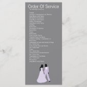 Twee bruiden bruiloft (Lila en grijs) Service Orde Programmakaart (Voorkant)