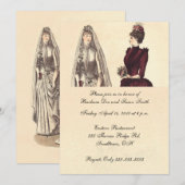 Twee bruiden bruiloft Vintage Kaart (Voorkant / Achterkant)