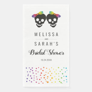 Twee bruiden confetti regenboog kleuren lesbisch h servet