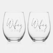 Twee Bruiden Gay Bruiloft Gepersonaliseerd Est Jaa Wijnglas Zonder Voet (Achterkant)