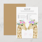 Twee Bruiden Giraffe Gay Lesbisch Bruiloft RSVP (Voorkant / Achterkant)