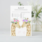 Twee Bruiden Giraffe Gay Lesbisch Bruiloft RSVP Kaartje (Staand voorkant)