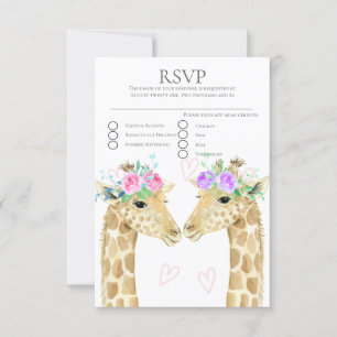 Twee Bruiden Giraffe Gay Lesbisch Bruiloft RSVP Kaartje