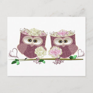 Twee bruiden Huwelijk Uilen Kunst Gifts Briefkaart