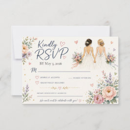Twee Bruiden Huwelijks RSVP Kaart