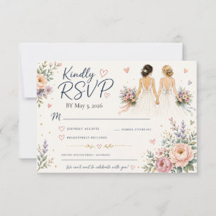 Twee Bruiden Huwelijks RSVP Kaart