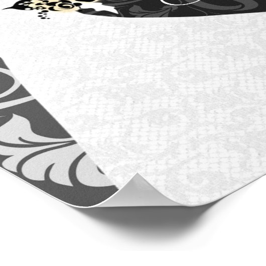 Twee bruiden huwelijksdag botanische damast foto poster (Hoek)